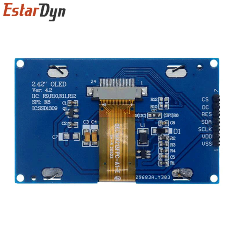 2.42 inch 2.42" OLED Display Module 128x64 LCD HD Screen Module SSD1309 7 Pin SPI/IIC I2C Serial Interface for UNO R3