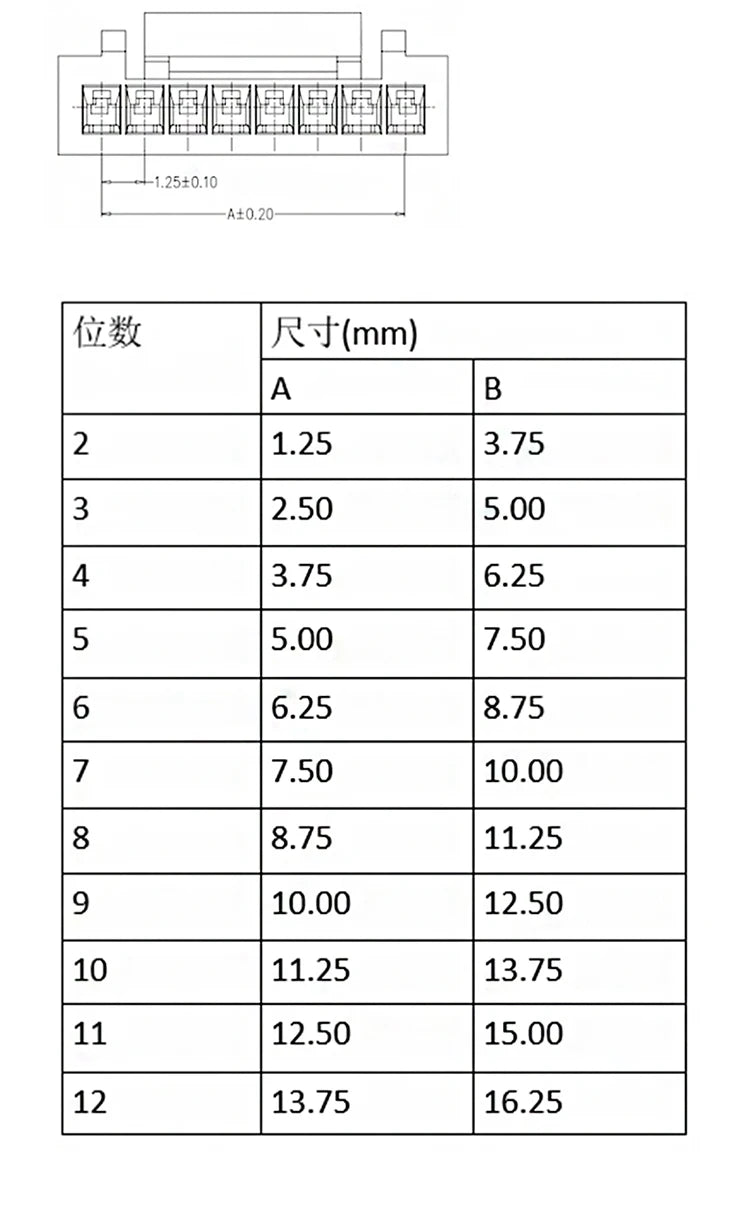 50PCS GH connector 1.25mm Pitch JST GH1.25 Housing with Lock 2P 3P 4P 5P 6P 7P 8P 10P