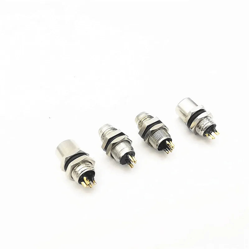 M8 Flange Socket Sensor Male&Female Stainless Steel Connector A Type 3&4 Pin panel back mount threaded coupling
