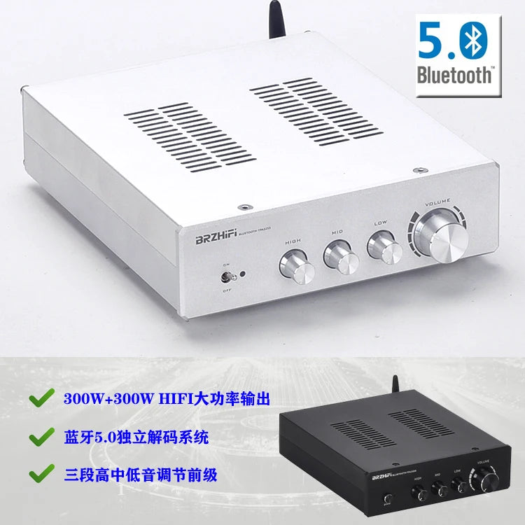 2020 Breeze Audio New HiFi 2.0 Class D Full Digital Amplifier TPA3255 High Power 300W*2/4ohm Bluetooth@5.0 Black Optional
