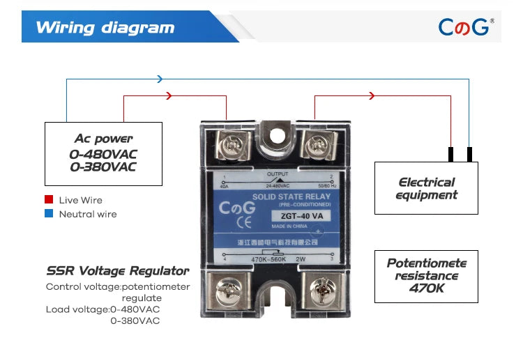 CG SSR-10VA 25VA 40VA SSR Single Phase Voltage Regulator Relay Heat Sink 10A 25A 40A VA Solid State Relay