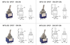 5pcs 10pcs MTS-102 103 MTS-202 203 Toggle Switch 6A 125VAC on on SPDT 6mm Mini Switch DPDT on off on Waterproof Cap