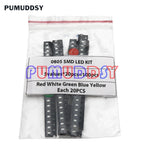100PCS=5 Colors X 20PCS 5050 5703 1210 1206 0805 0603 LED Diode Assortment SMD LED Diode Kit Green/ RED / White / Blue / Yellow