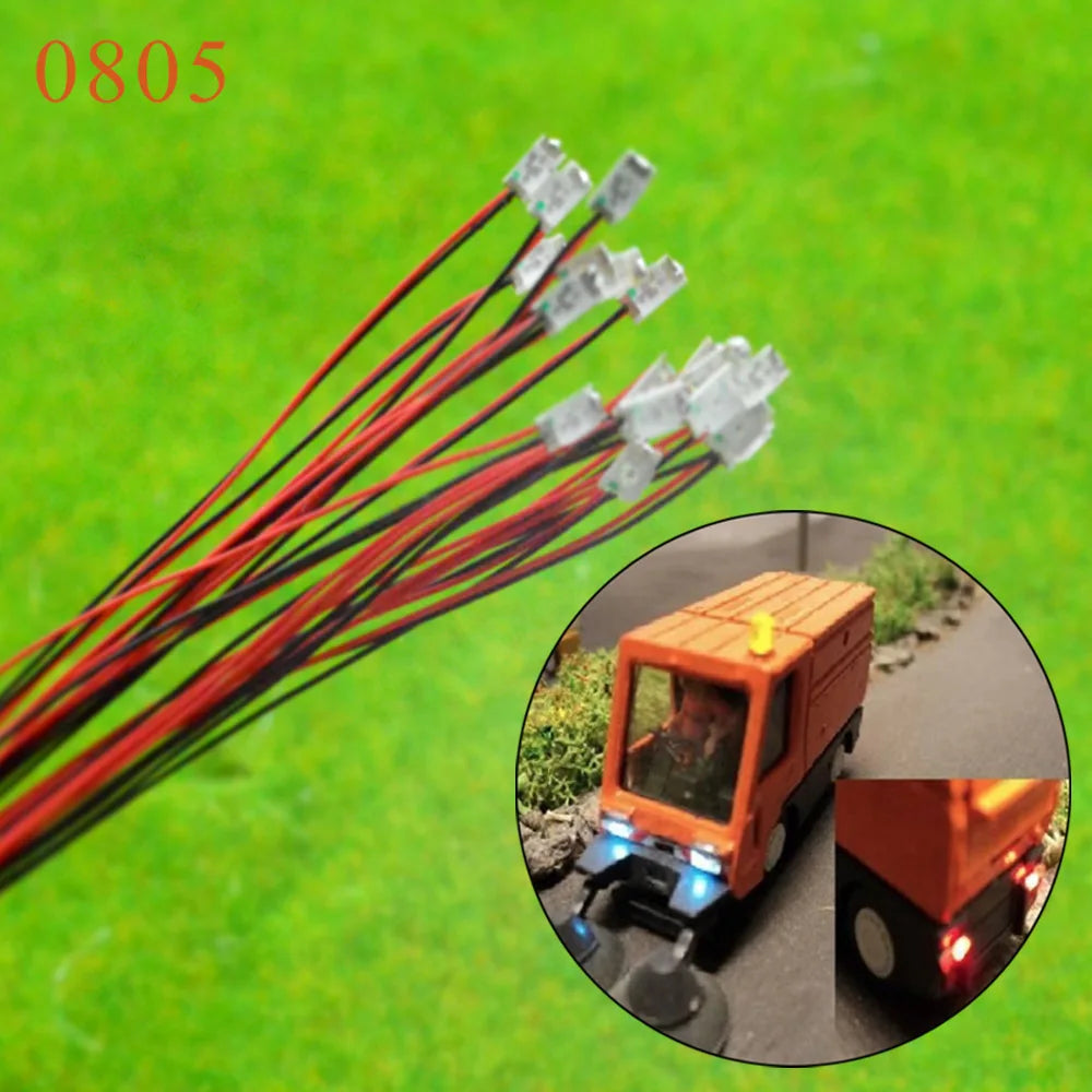 20pcs 12V 0805 1206 0603 Micro SMD Led Lamp Model Train DIY Model Making HO N OO Scale Pre-Soldered Micro Litz Wired Chip