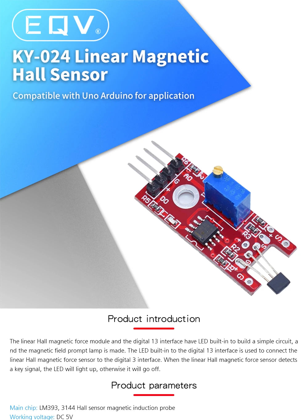 KY-024 Linear Magnetic Hall Sensor Board Switch Speed Counting Hall Sensors Module For Arduino Diy KY024 Hall Sensor