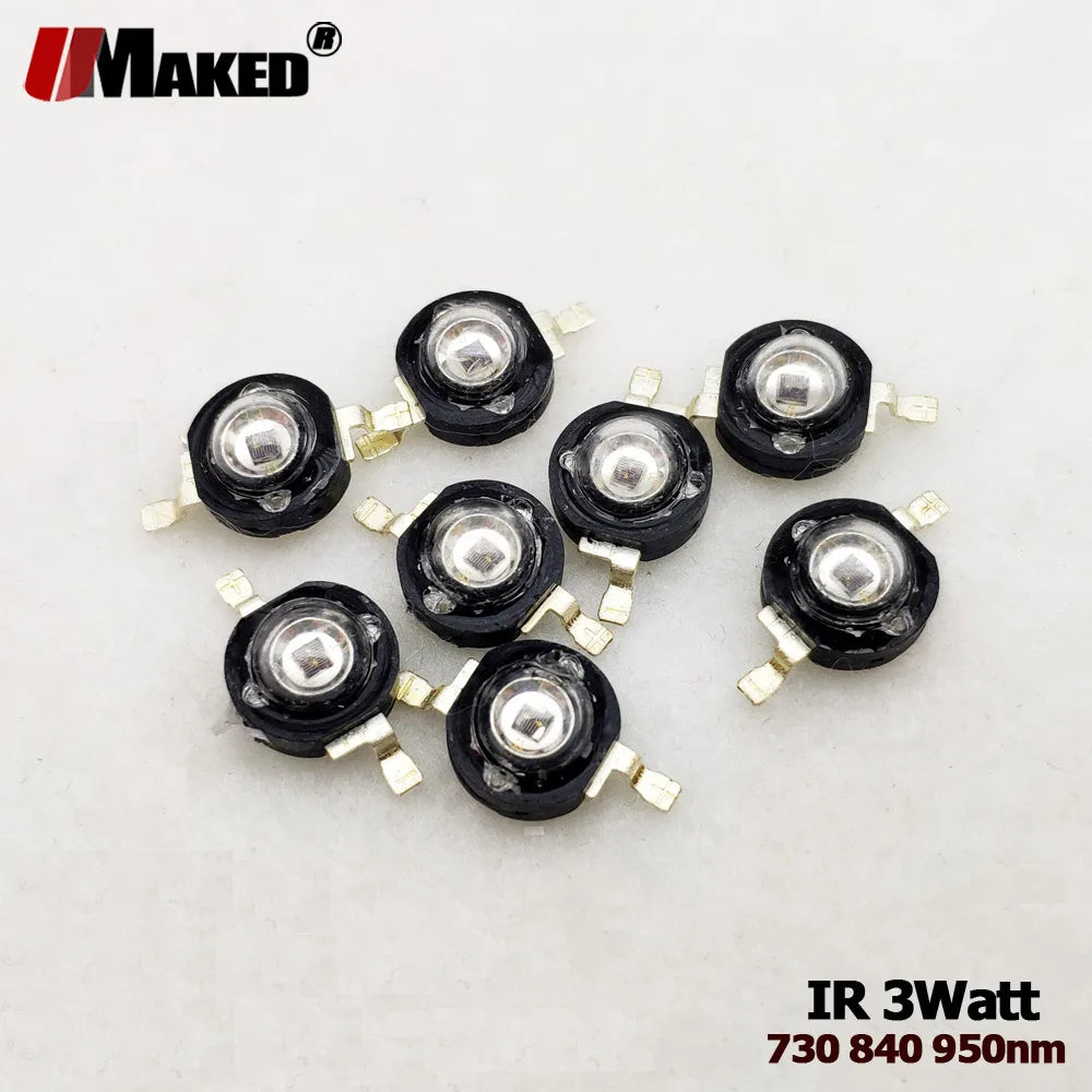 3W Infrared High Power Led Chips IR 850nm 940nm with Lens 60/120 Angle LEDs Camera Security Light Monitor CCTV Led Light Beads