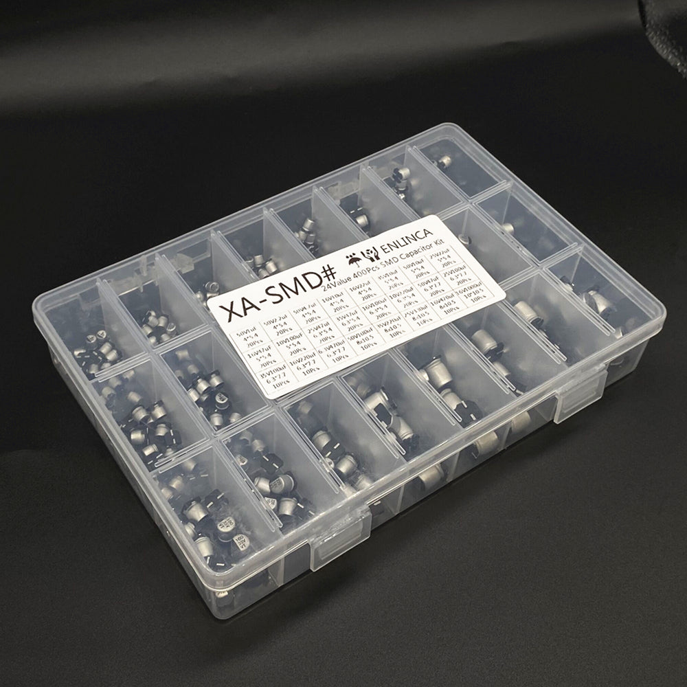 400pcs/lot 1uF-1000uF 24 Values Assorted Kit Electrolytic Capacitor SMD Aluminum Electrolytic Capacitor