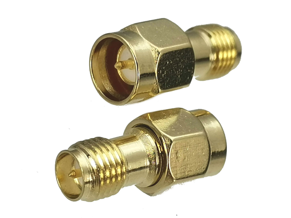 1pcs Connector Adapter SMA RP-SMA to SMA RPSMA Male Plug & Female Jack Straight & Right angle RF Coaxial Converter New Brass
