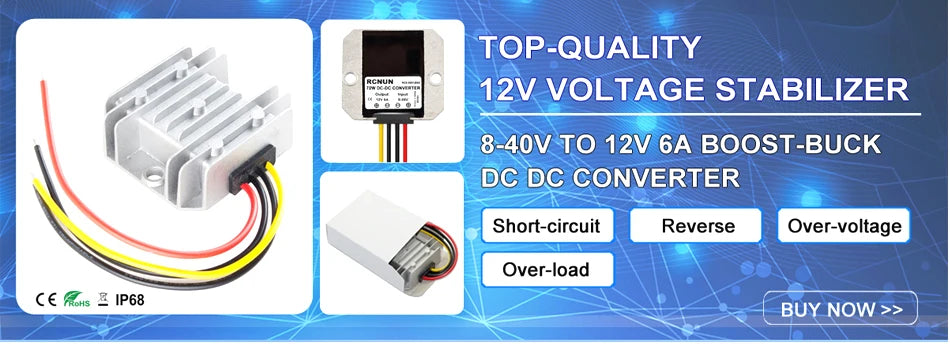 RCNUN 18-90V to 12V 5A 10A 15A 20A DC Converter Step Down Voltage Regulator 24V 36V 48V 60V 72V Transformer Car Power Supply