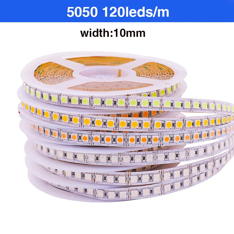 DC12V LED Strip 5050 5054 2835 240LEDs/m High Bright Flexible LED Rope Ribbon Tape Light Lamp Warm White / Cold White 5m