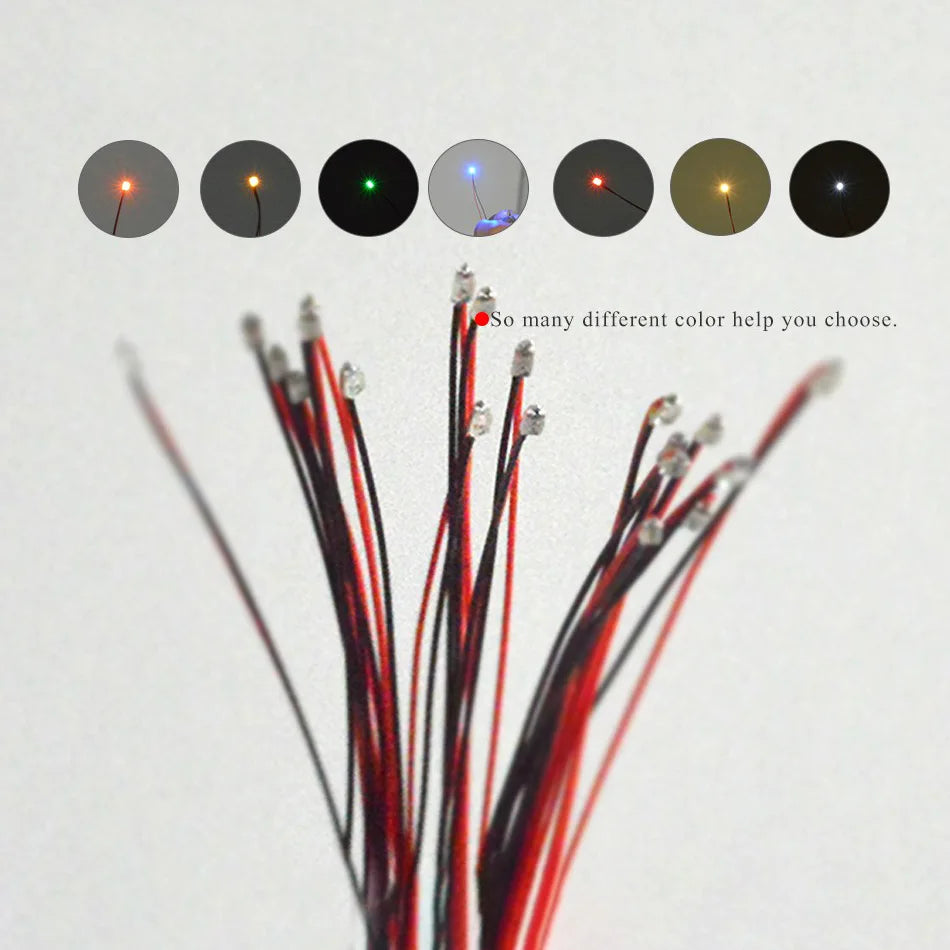 10PCS SMD Lamp Wired Led 0402 0603 0805 1206 Pre-soldered Micro Litz Wired Chip 20cm 3V Railway Model Scenes