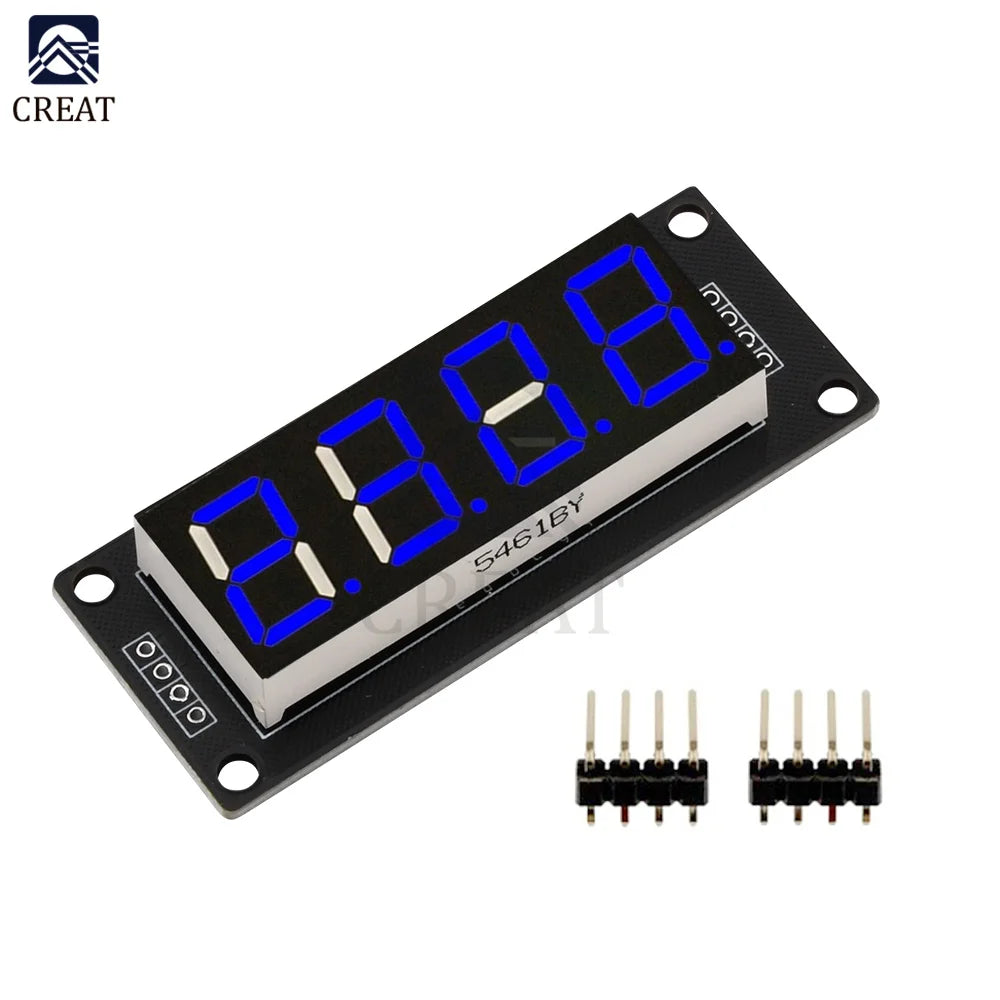 0.56" 4 Bit Digital LED Tube Display Module TM1637 Decimal 7 Segments Tube Display Module Yellow/White/Red/Green/Blue