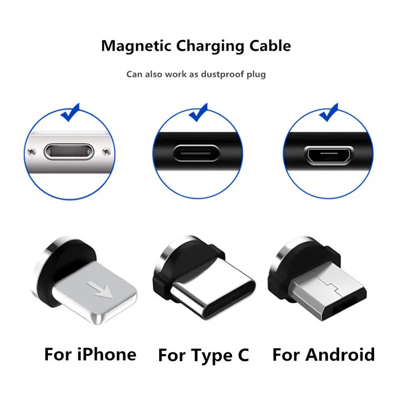Magnetic Cable Micro USB Type C Magnetic Charge Charger Cable for Huawei Samsung Android Mobile Phone 1m 2m cable