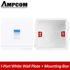 AMPCOM 86-type Wall Faceplate With Mounting Junction Box , Networking Telephone Socket Outlet Mount Panel For RJ45 RJ11 Module