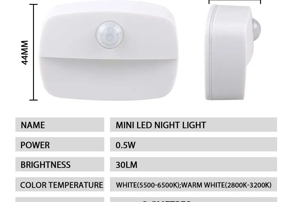 Auto ON/OFF LED Smart Night Lamp Under Cabinet Light PIR Motion Sensor Kitchen Bedroom Light for Night Cupboard Closet Stairs