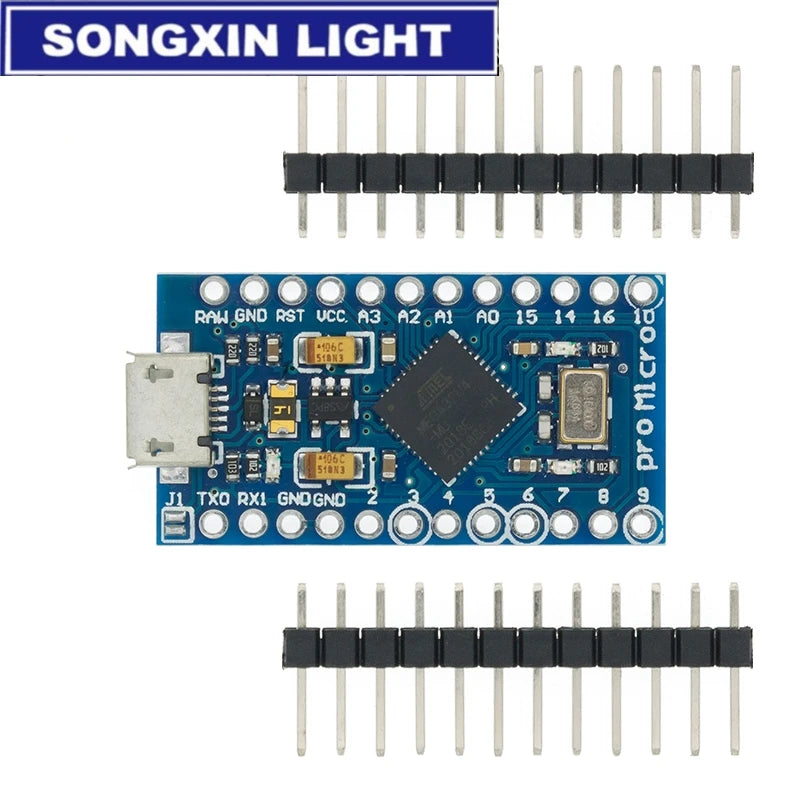 SAMIROB Pro Micro ATmega32U4 5V 16MHz Original Chip Replace ATmega328 For Arduino Pro Mini With 2 Row Pin Header