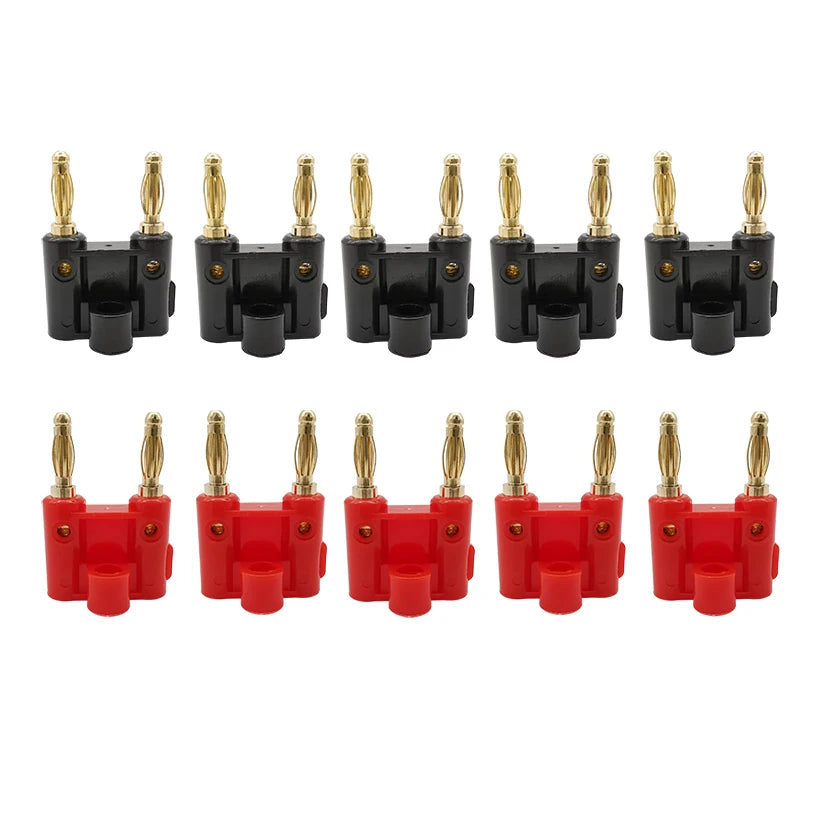 10Pcs/5Pair Double Row 4mm Banana Plug Audio Speaker Connector Twin Banana Plug Amplifier Terminal Couple Banana Socket Adapter