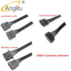 Angitu Sata 15Pin Male to Female Molex Male to Female Cable Sata Female Sata to Molex/IDE 4pin Exension Power Adapter Cable