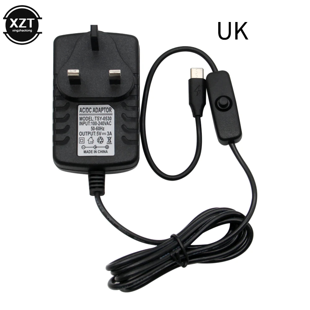 Raspberry Pi 4 Type-C Power Supply 5V 3A Power Adapter With ON/OFF Switch EU US AU UK Plug Charger for Raspberry Pi 4 Model B