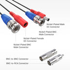 ANNKE 4 pcs Packed White/Black color 30M /100 Feet BNC DC Plug Video Power Cable CCTV Camera DVR Security Surveillance System