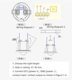 New Reed Switch Signal Switch Silent Dry Contact 12V-24V Ceiling Mini Embedded Infrared Human Body Motion Sensor Switch