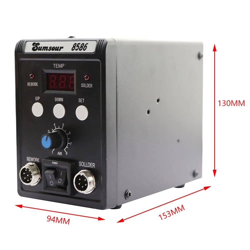 2 in 1 Soldering Station 8586  Digital Display SMD Rework Hot Air Gun Solder Iron 220V ESD Welding Desoldering Repair Tools