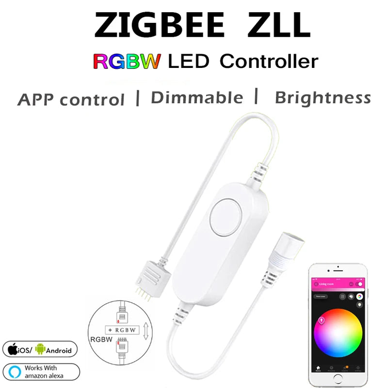 Zigbee 3.0 Smart LED Controller DC12V 5M 10M 5050 RGBW RGBWW LED Strip Light LED Flexible Strip Tuya App for Smartthings Alexa