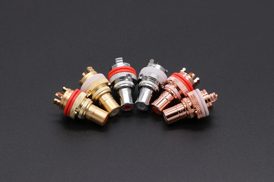 1pair/2pcs Luxury Gold plated RCA Jack Connector Panel Mount Chassis Audio Socket Plug Bulkhead with NUT Solder CUP 3Colors