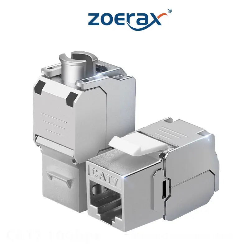 ZoeRax RJ45 Cat8 Cat7 Cat6A Shielded Keystone Jacks, RJ45 STP Tool-Less Type Zinc Alloy Module Shielded Keystone Jack Adapter