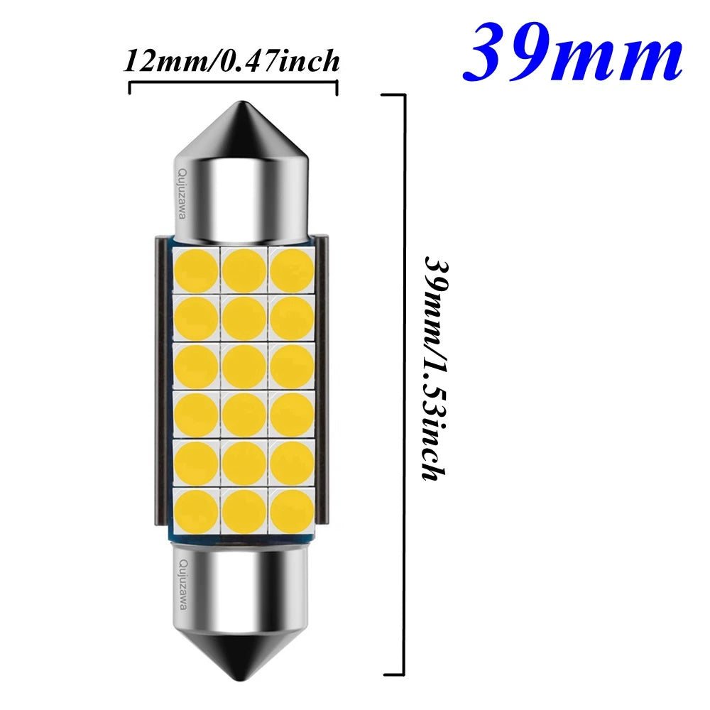 4PCS Festoon 31mm 36mm 39mm 41mm C5W C10W Super Bright 3030 LED Bulb Car Dome Light Canbus Auto Interior Reading Lamp Warm White