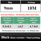 10 METER/LOT BLACK 1/2/3/4/5/6/8/10/10/12/14/16/18/20mm Heat Shrink Tubing Flame Retardant Tube Kit Insulation Tubing Wire Cable