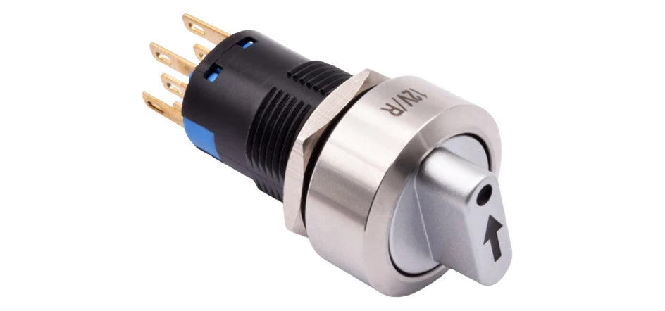 16mm Metal Rotary Selector Switch 2 3 Position On Off 12V Led Light Red Green Push Button Switch 1NO1NC 2NO2NC Latching SPDT