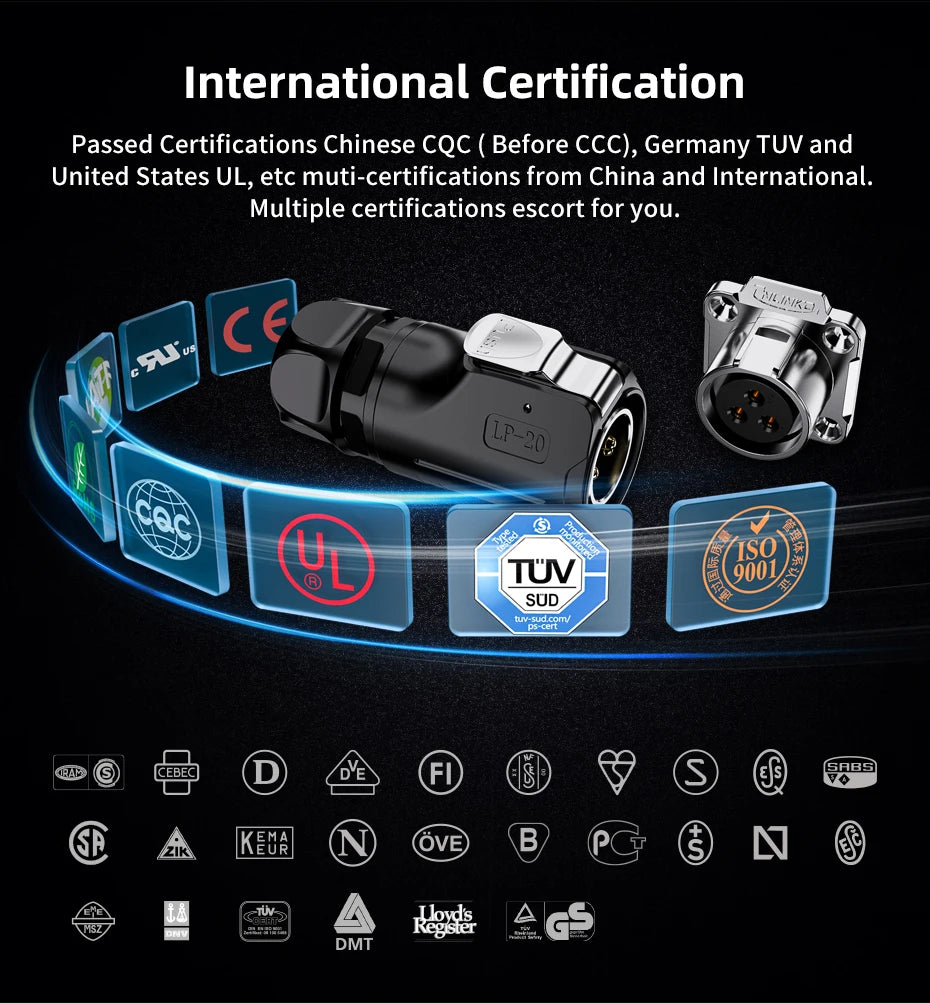 CNLINKO LP20 2/3/4 Pin IP68 Waterproof Quick Circular Connector Panel Mount Electrical Power Connector for Outdoor Eqiupments