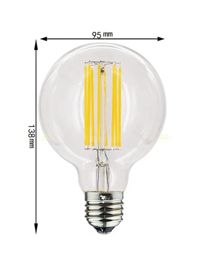 LED Edison Filament Light Retr Bulb Brown Golden G80 G95 G125 4W 6W 8W 10W 12W Dimmable E27 AC 220V Dimmer Restaurant Bedroom