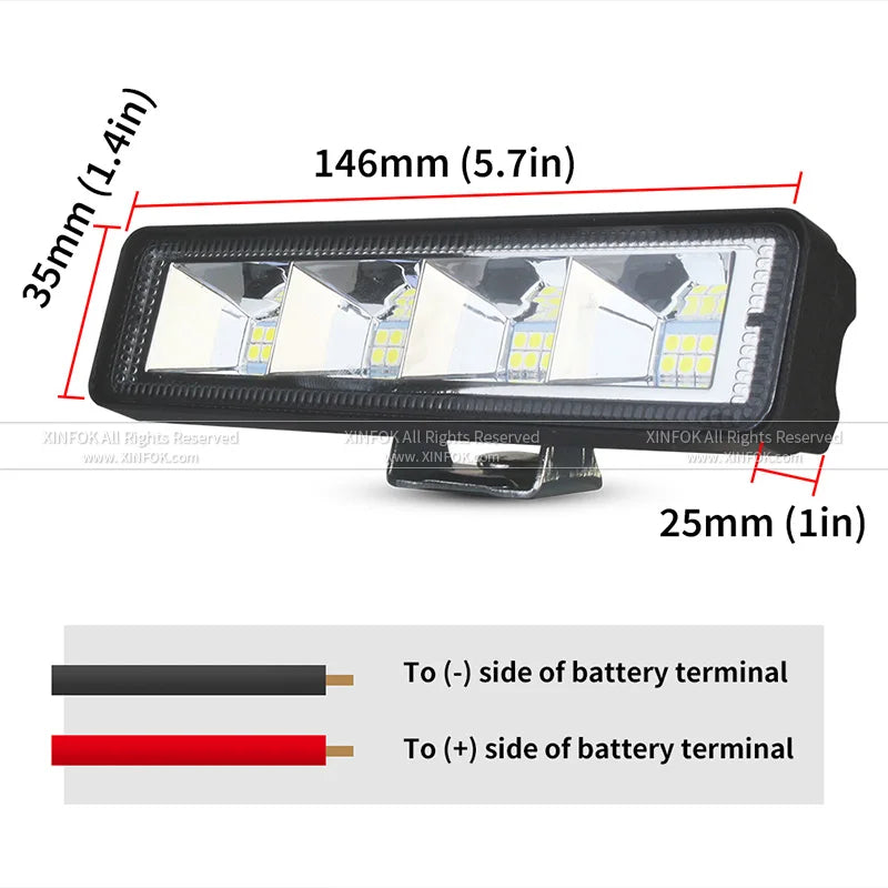 72W Car Work Light LED Bar 4x4 24 LED Working Bar Offroad SUV ATV Tractor Boat Trucks Excavator 12V 24V LED Combo Beam