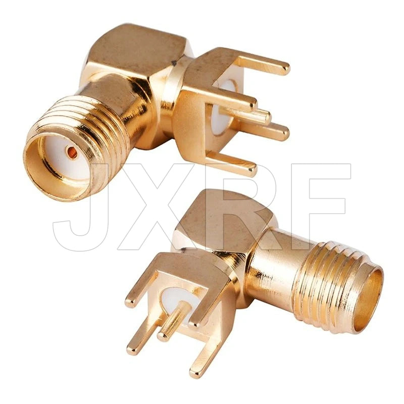 10Pcs SMA Female Jack Male Plug Adapter Solder Edge PCB Straight Right Angle Mount RF Copper Connector Plug Socket