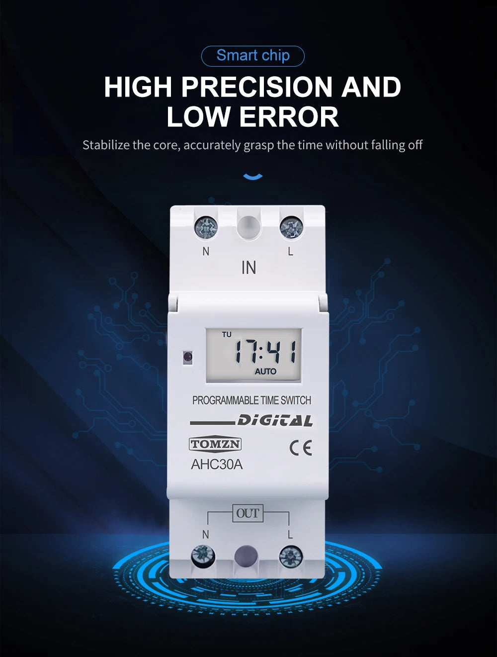TOMZN New Type Din Rail Single Phase Weekly Ogrammable Digital TIME SWITCH Relay Timer Control AC 220V 230V 12V 24V 48V 16A