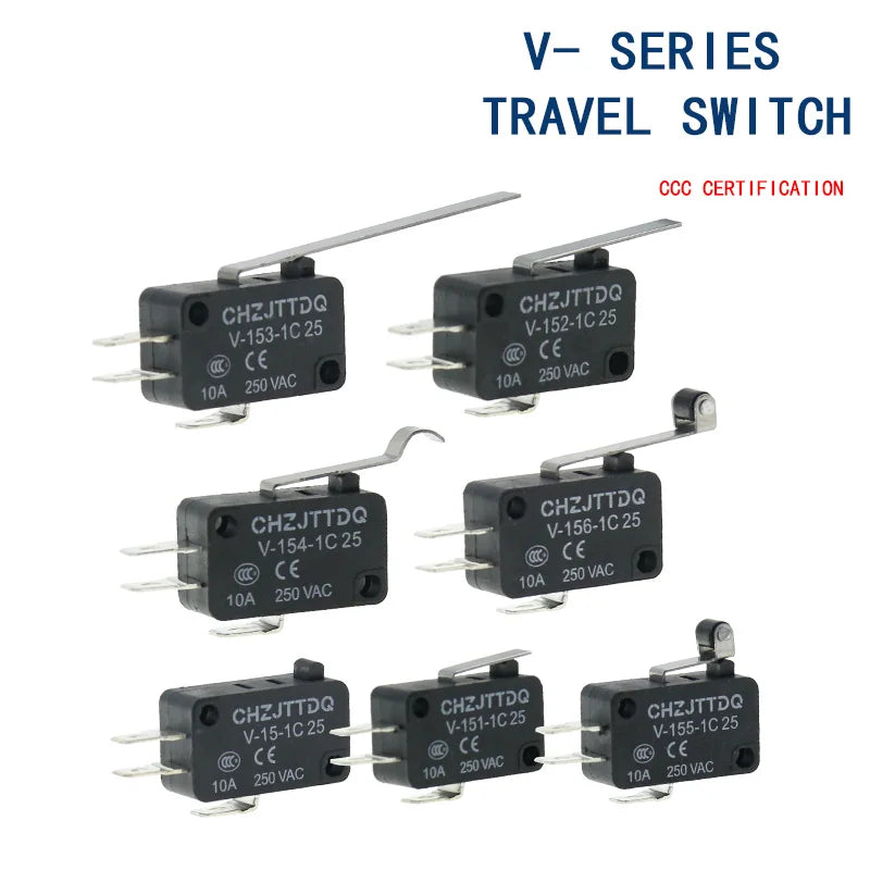 5PCS Momentary Micro Limit Switch CHZJTTDQ V-15.V-151.V-152.V-153.V-154.V-155.V-156   Travel switch limit switch silver contact