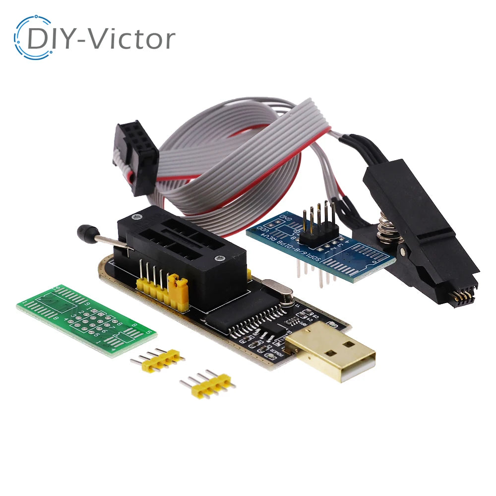 CH341 USB programmer with SOP8 SOP8 SOP Test Clip IC socket programer support many 24/25XX SPI flash EEPROM chip