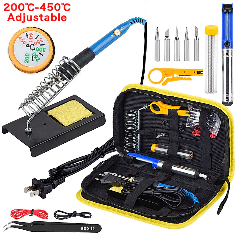 JCD 60W 220V/110V soldering iron EU/US/UK PLUG adjustable temperature welding solder iron kit with soldering tips 908 hot sale