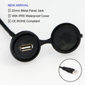 22mm Hole Install USB Connector/Socket FEMALE A - MALE A With Extend Cable(60cm,150cm)