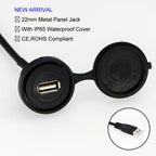 22mm Hole Install USB Connector/Socket FEMALE A - MALE A With Extend Cable(60cm,150cm)