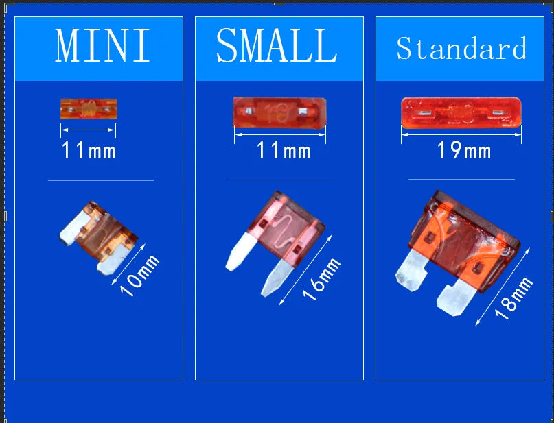 10pcs12V MINI SMALL MEDIUM Size Car Fuse Holder Add-a-circuit TAP Adapter Micro Mini Standard ATM Blade Fuse