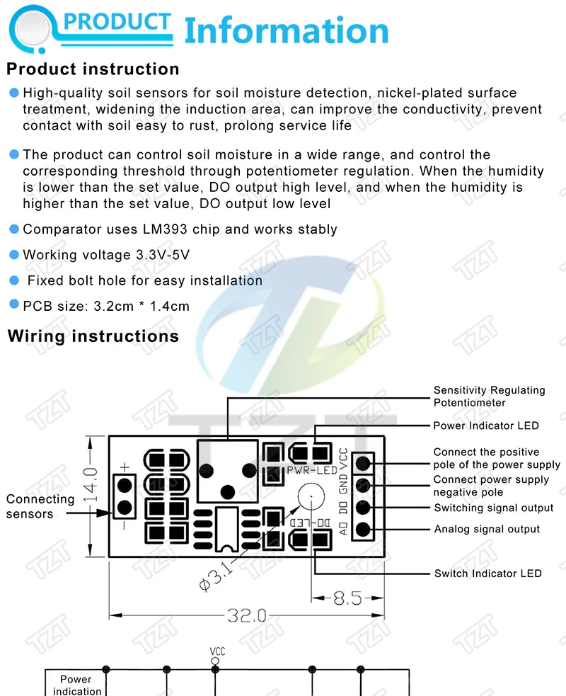 Capacitive Soil Moisture Sensors Module / Soil Humidity Digital Display Relay Control Module Automatic Watering TZT For Arduino