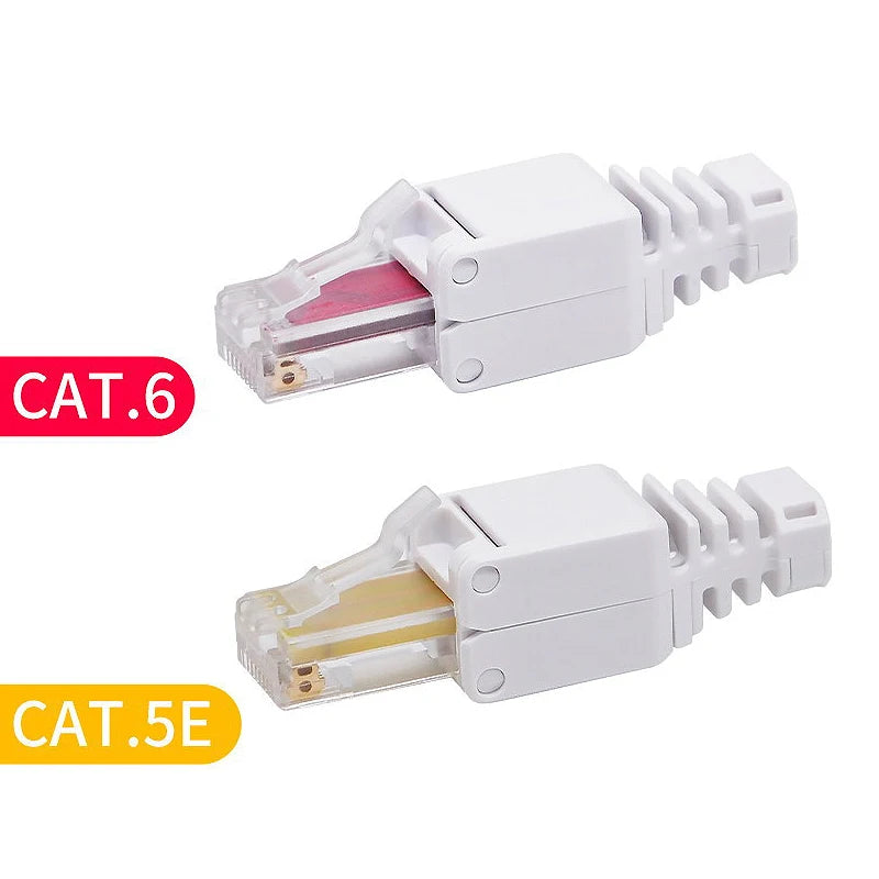 RJ45 UTP Unshield Field Connector Termination Field Plug Toolless Modular Plug for 6A/6/5e 23/24 AWG Network LAN Cables