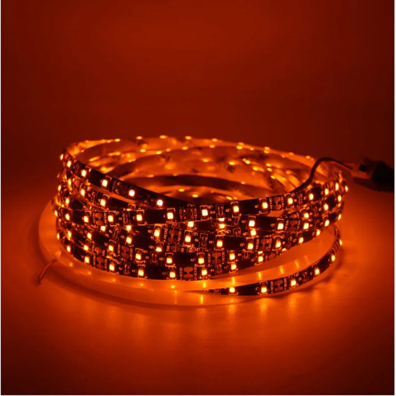 True Orange LED Strip Light 600nm, 5050/3528 SMD, 12V Non-Waterproof/Waterproof, Black LED Tape Rope Lights