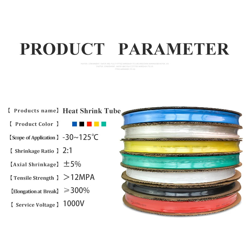 10 Meter Colorful Clear Heat Shrink Tube Shrinkable Tubing Wrap Wire Kits 2:1 Heat Shrink Tube Wrap Wire Sell DIY Connector