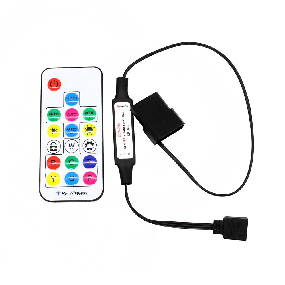 SATA RGB LED Controller 5V DC 3Pin RF 17 Keys Wireless Remote Large 4Pin Addressable Strip Light Controller for PC Computer Case