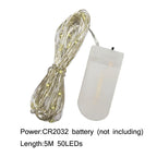 1M 2M 3M 5M Copper Wire LED String Lights Battery Operated Holiday Lighting Fairy Garland For Christmas Tree Wedding Party Decor