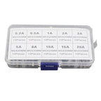 100Pcs Assorted Fast Blow 5x20mm Glass Tube Fuse Kit with Multiple Amp Ratings 0.2A-20A Quick Blow Fuses